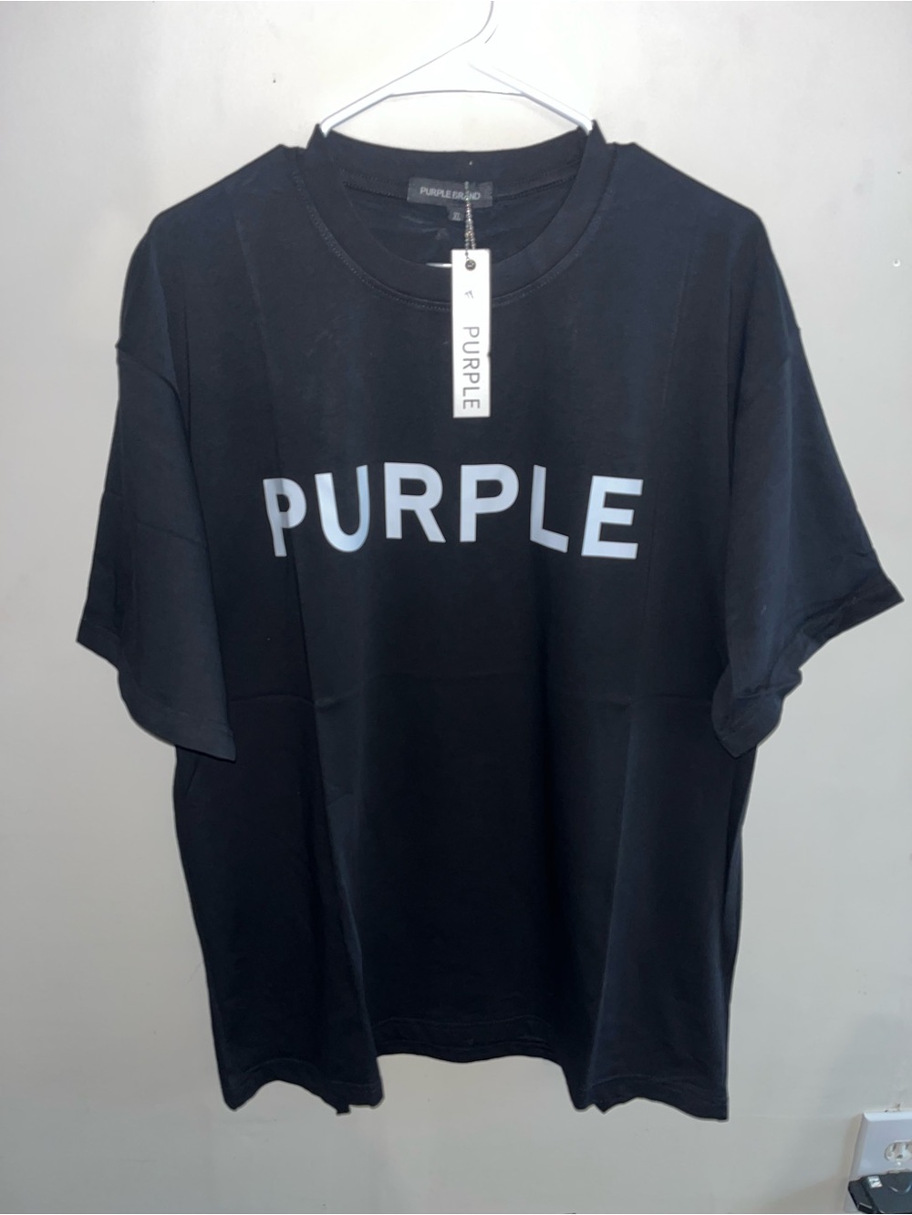 PURPLE Men's Black Logo Short Sleeve Tee